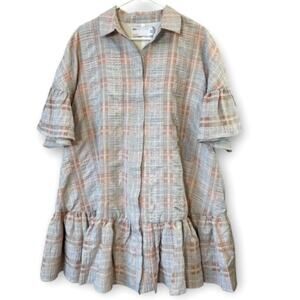 ASOS Edition Mini Boucle Shirt Dress Pink Plaid US 6 UK 10 NWT